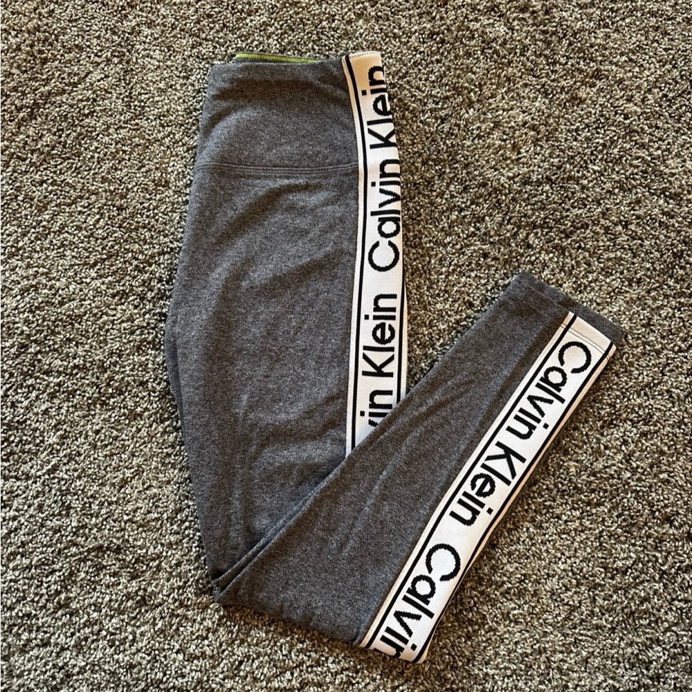 Calvin Klein Kids Charcoal Leggings with Logo Trim